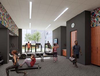 Conceptual fitness room rendering for 875 E. Wisconsin Avenue