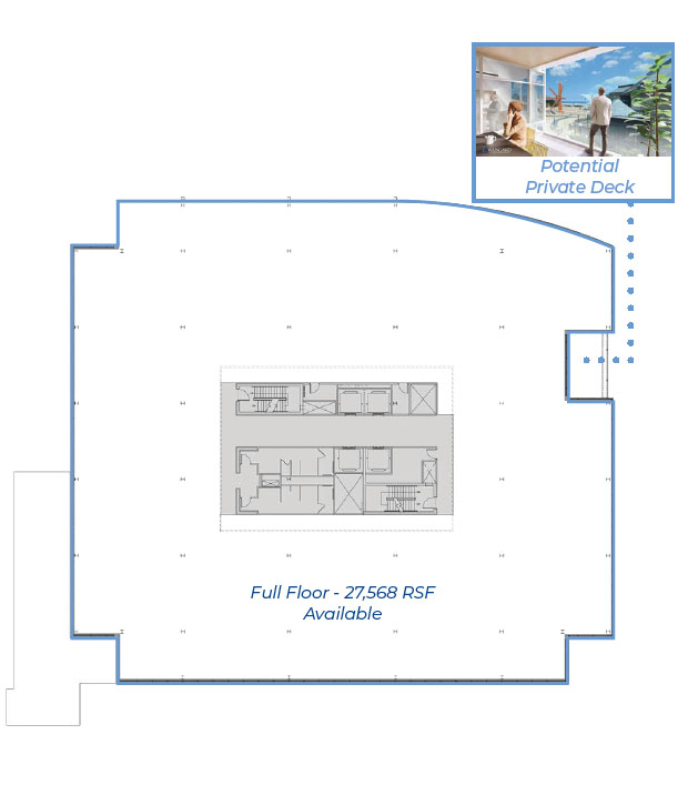 Floor 3 full-floor plan with deck at 875 E. Wisconsin Avenue